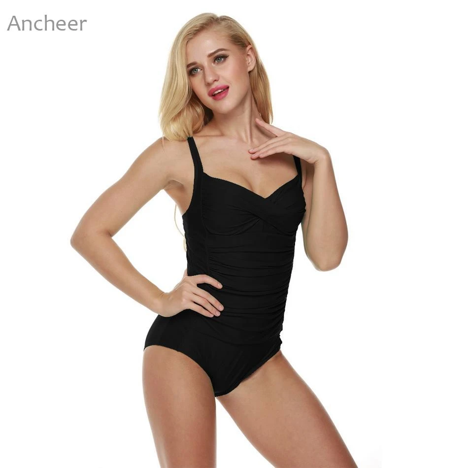 Traje de baño mujer, ropa de verano, Bikini 2018 sólido estilo Vintage, trajes de baño para niña, Bikini plisado con correas acolchadas|Bodis| - AliExpress