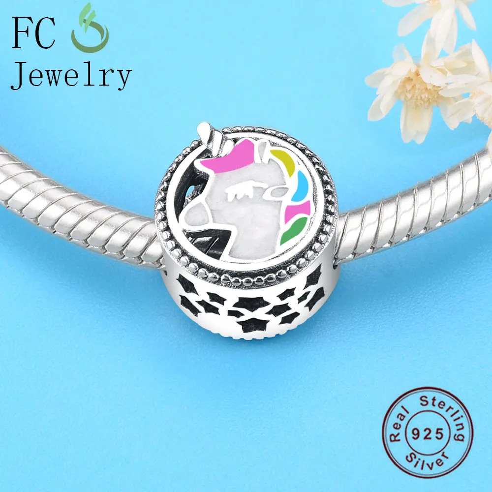 Authentic 925 Silver Lovely Horse Enamel Multi Color Enamel Bead Charm