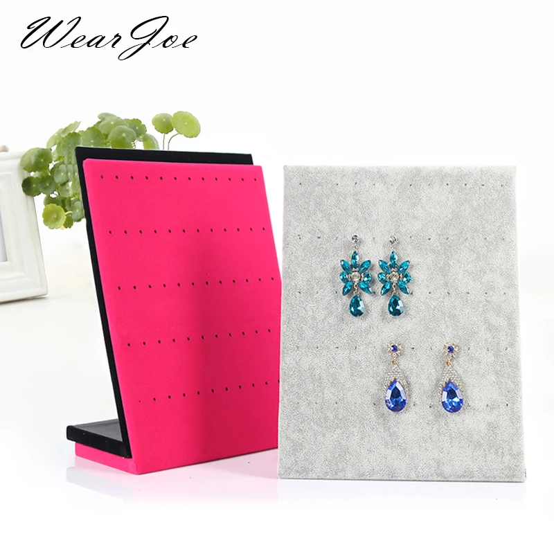  Newest High Capacity 30 Pairs Earring Jewelry Display Velvet Rack Stand Holder Storage Slope Earrin