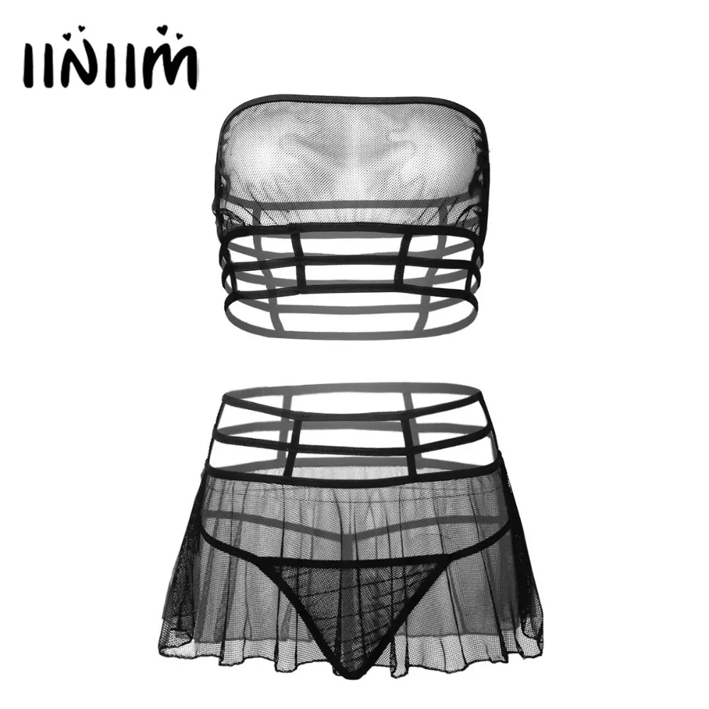 Buy iiniim 3Pcs Women Sheer Babydoll Lingerie