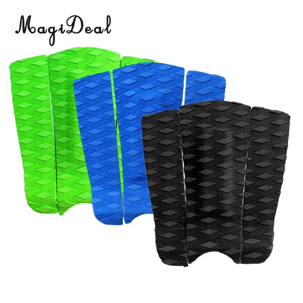 MagiDeal 3Pcs Adhesive Diamond Grooved Non-slip EVA Surf Traction Pad Tail Pad Deck Grip Mat for Surfboard Shortboard Skimboard