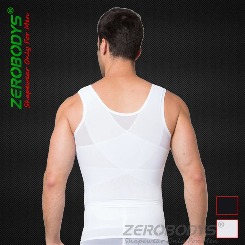 

Zerobodys Elastic Mesh Cloth Male Fitness Tight Waist Abdomen Vests Body Shaper Sleeveless U Neck Tank Tops Undershirt 379 White