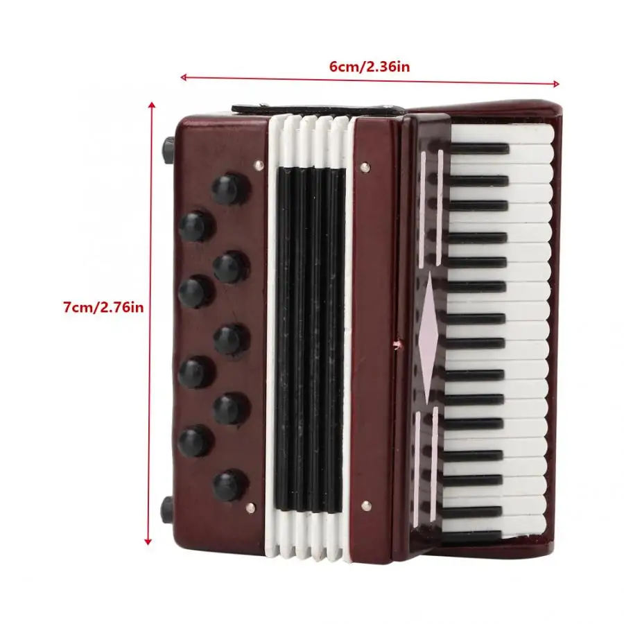 

Miniature Figurines Feng Shui 6CM Miniature Wooden Red Accordion Model Instrumental Model With Delicate Box Musical Gift