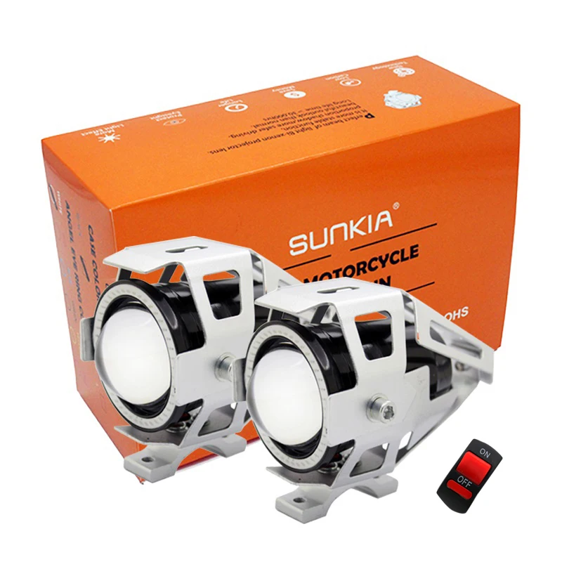 

SUNKIA 2Pcs/Lot U7 LED Lamp Devil Eye 12V CREE Chip Motorcycles Driving Headlight Fog Light Daytime Spotlight Silver Color