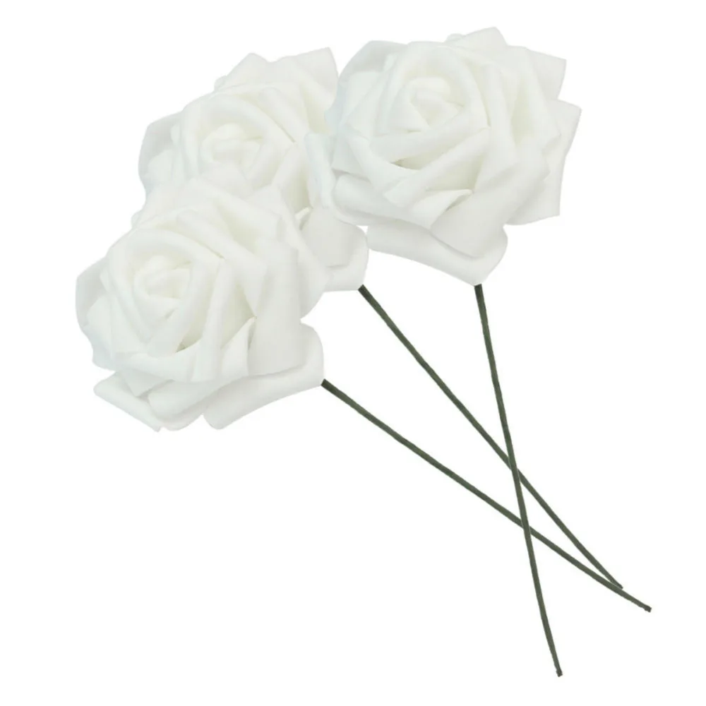 Rose bouquet 10Pcs White Artificial Sponge Rose Floral Flowers Bridal Wedding Party DIY