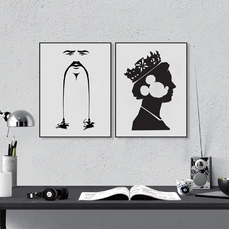 Banksy Portrait Canvas Art Painting Wall Pictures King And Queen