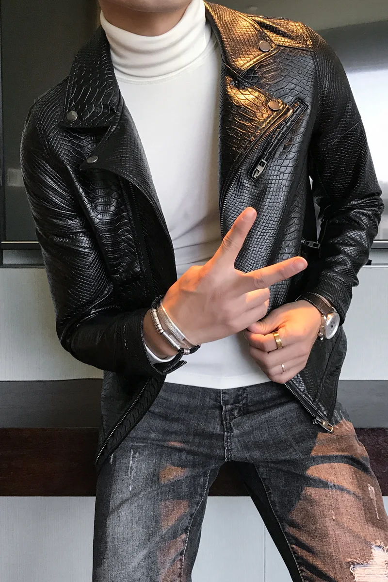 Мужские кожаные куртки TANG 2019 Черные Кожаные Куртки из искусственной кожи