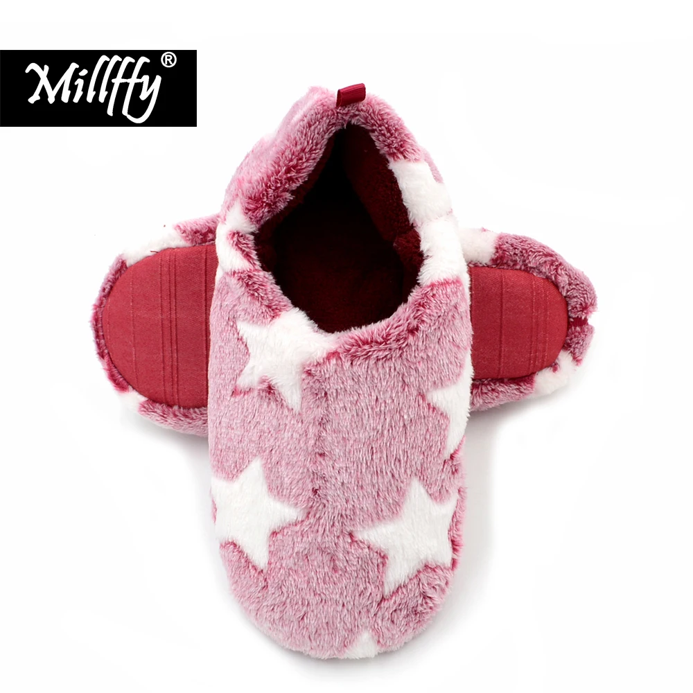 

Millffy Women's snowflake cashmere quality Slippers Plush Footwarmer slipper unisex home stars silent sole slippers floor shoes