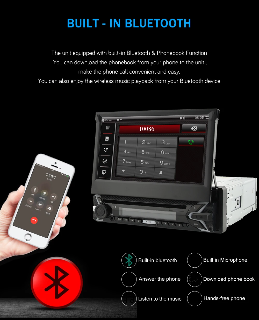 Discount Bonroad 7"1 din Universal Car DVD Radio Car Multimedia Player For Nissan For Hyundai For Kia GPS Navigation Wifi BT Radio 6