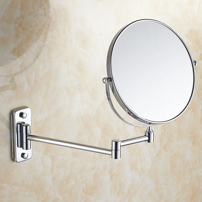 Ванна зеркала 3 x увеличительное зеркало Ванная комната зеркало складное Бритья 8 "двойной сбоку античная латунь Настенный Круглый зеркала