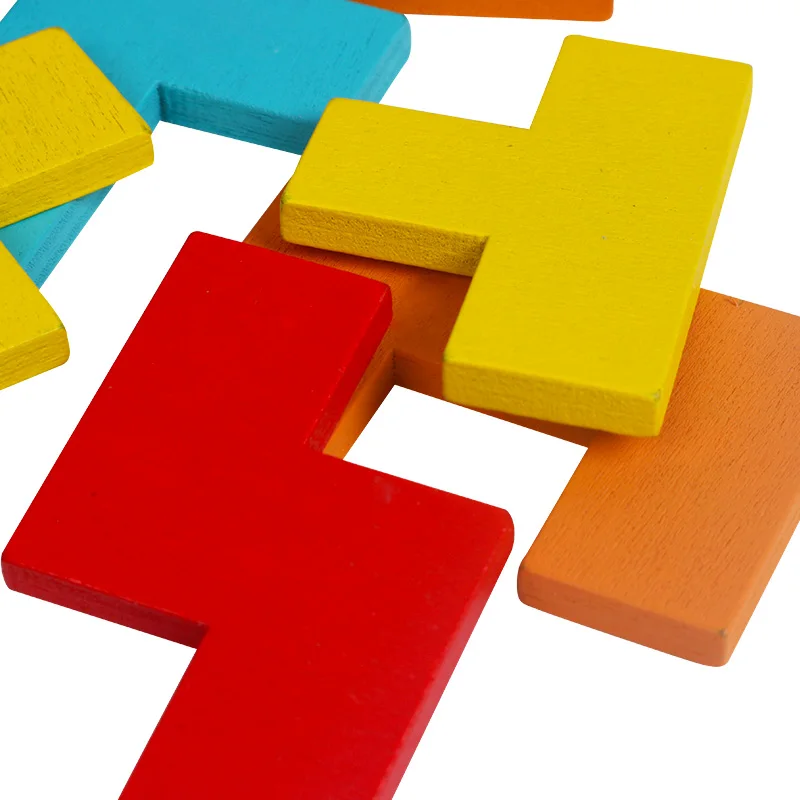 Детские деревянные игрушки Тетрис Пазлы красочные Tangram головоломки доска Дети волшебство Интеллектуальные развивающие игрушки для детей