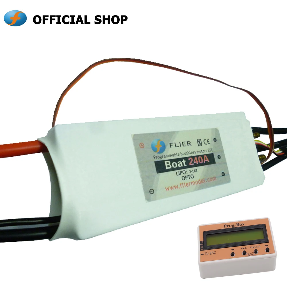 

Flier new version 12S/16S/18S/22S 240A brushless marine ESC with programming box