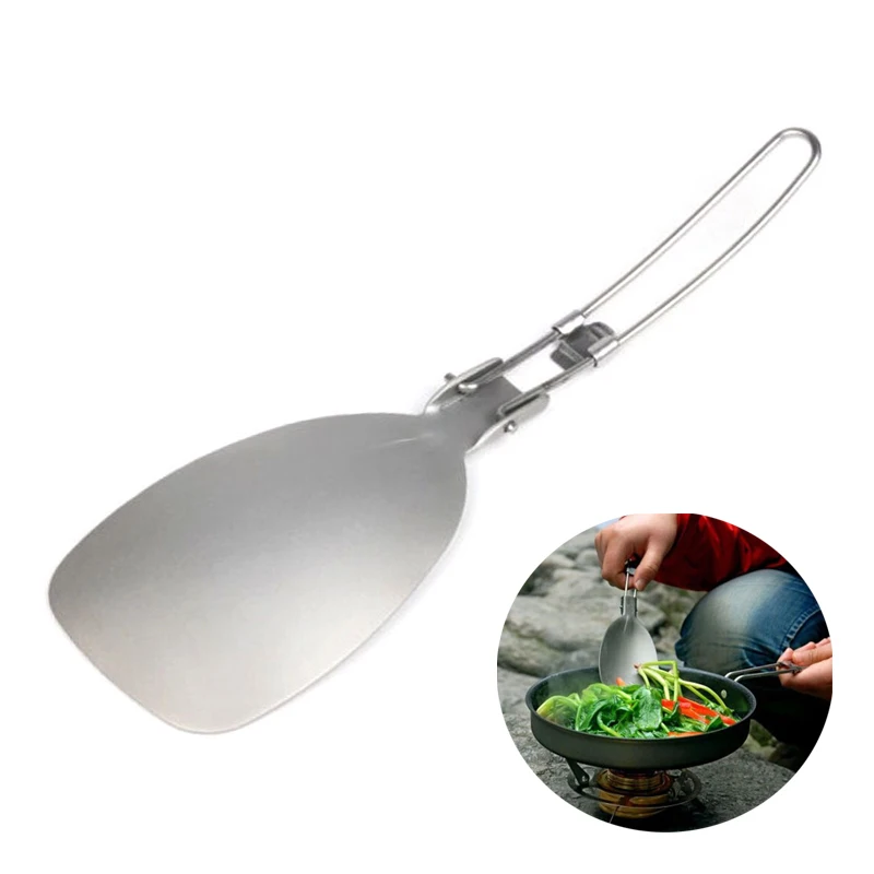 

Stainless Steel Folding Turner Outdoor Camping Cooking Utensils Kitchen Turner Metal Cookware Spatula For Picnic