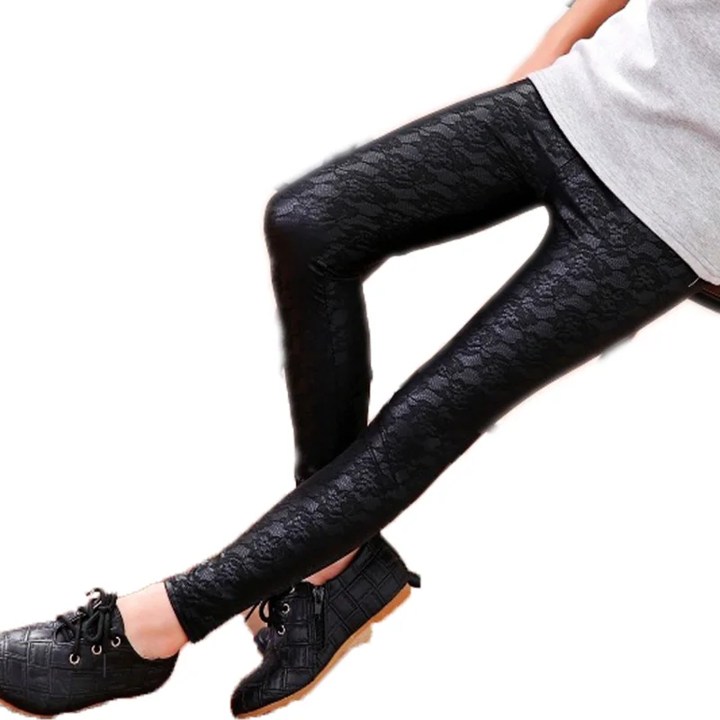 Buy 3 12 Y kids skinny Lace PU Leather pants toddler