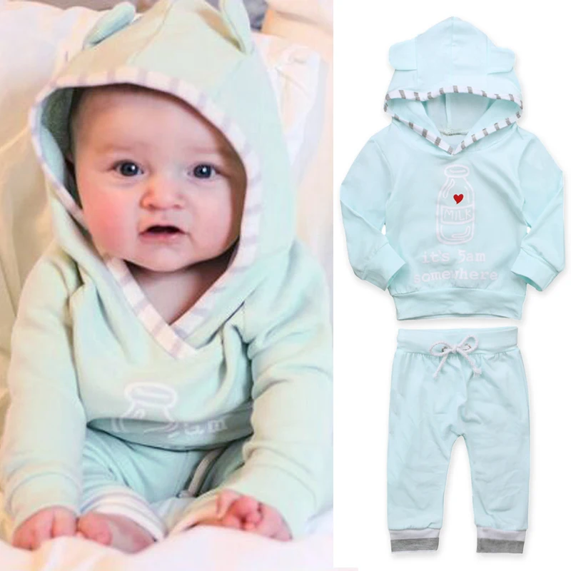 Newborn Baby Girls Clothes Set Cotton Long Sleeve Hooded Coat Tops ...