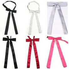 Женский свадебный Банкетный длинный галстук-бабочка однотонный в горошек регулируемый галстук YYTIE0502