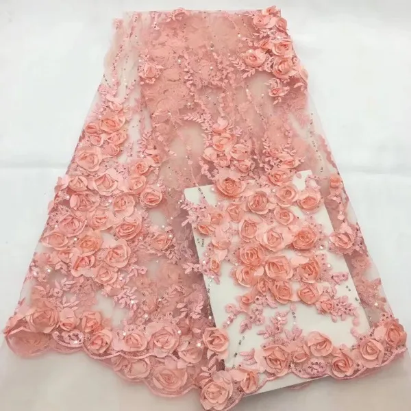 Красивые серебристо-белые 3 D нашитые кружевные цветы нигерийская кружевная ткань с блестками продаем хорошо Hign Качественное кружевное платье с отделкой - Цвет: 1