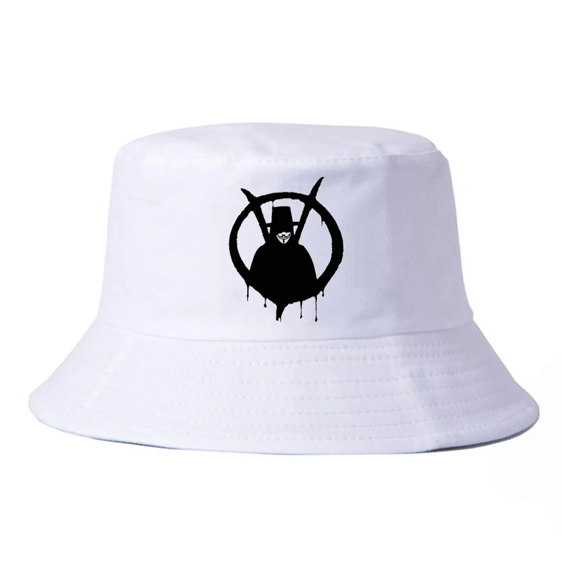 

New k pop Fashion v for vendetta bucket hat High Quality fisherman hat For Men Women Hip Hop fishing hat