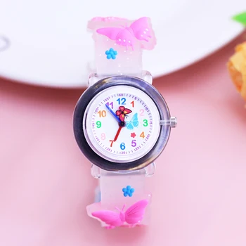 

2018 willis famous brand girls 3D cartoon lovely cute butterfly love beer quartz wristwatches children kids gifts silicone watch