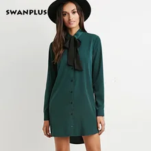 2018 Spring Summer Women Fashion Long Shirt White Green Color Ladies Casual Tops Long Sleeve Polo Lapel Neck Female Loose Blouse