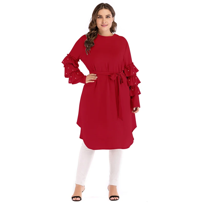Кафтан Абаи халат Дубай, Турция Ислам мусульманский хиджаб платье Кафтан Абая для женщин Elbise турецкий Ислам ic Костюмы Платья - Цвет: Red Dress