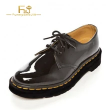 FSJ/модные женские туфли-оксфорды с круглым носком; черные осенние туфли из лакированной кожи на плоской подошве со шнуровкой; винтажные туфли на низком массивном каблуке; Размеры 4-16