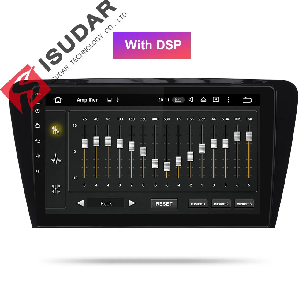 Isudar автомобильный мультимедийный плеер 1 Din DVD Automotivo Android 9 для Skoda/Octavia-gps четырехъядерный ram 2 Гб rom 16 Гб радио FM - Цвет: With DSP