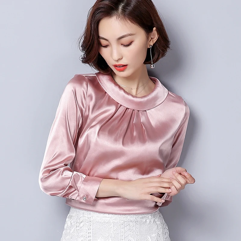 

Summer Autumn Solid Female Elegant Plus Size Chiffon Blouse Women Silk Satin Shirts Ladies Work Lady Skily Blusa Pullover tops