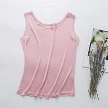 Новые летние топы женские майки шелк, жилет с круглым вырезом Топ без рукавов дна майка большого размера