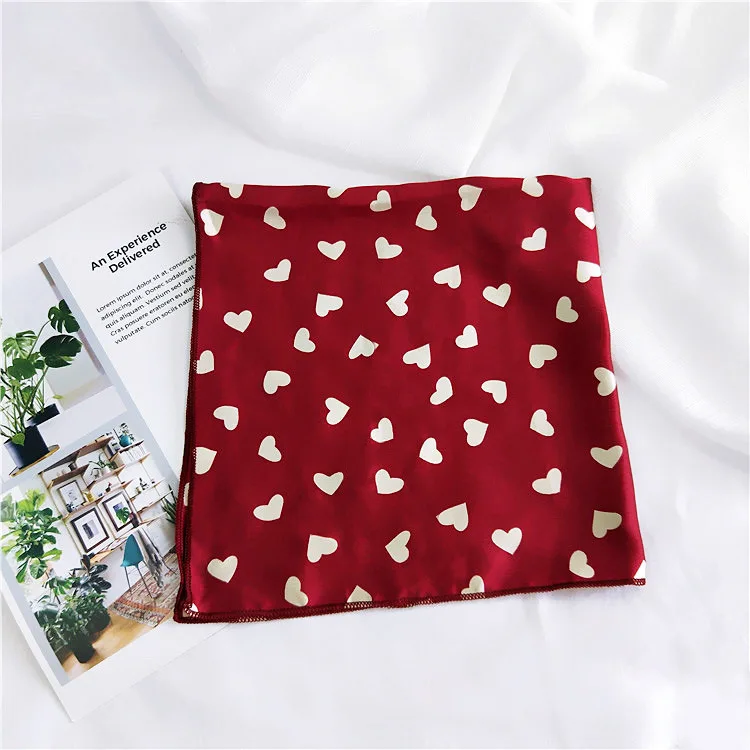 50X50CM Fashion Women Square Scarf All-match Wraps Elegant Floral Dot Spring Summer Head Neck Hair Tie Band Neckerchief - Color: 38