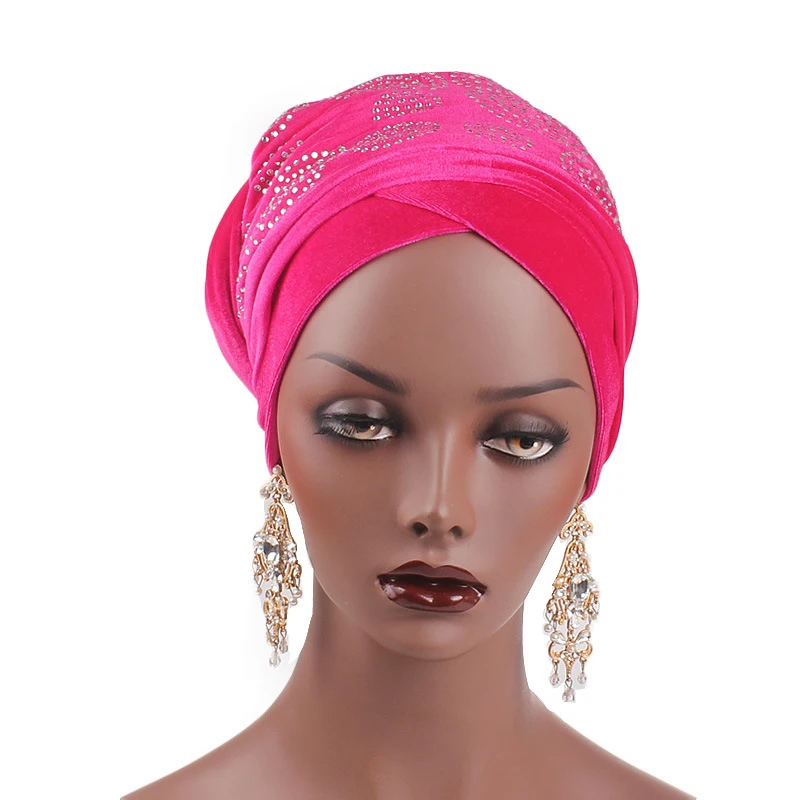Helisopus, роскошная бархатная повязка на голову, тюрбан, Женский мусульманский головной платок, кепка, удлиненные головные повязки, хиджаб, аксессуары для волос