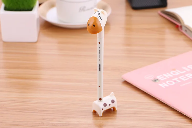 Милая Шариковая ручка с рисунком жирафа из мультфильма Kawaii, забавные шариковые ручки для школы, для письма, креативный подарок, корейские канцелярские принадлежности для офиса - Цвет: beige