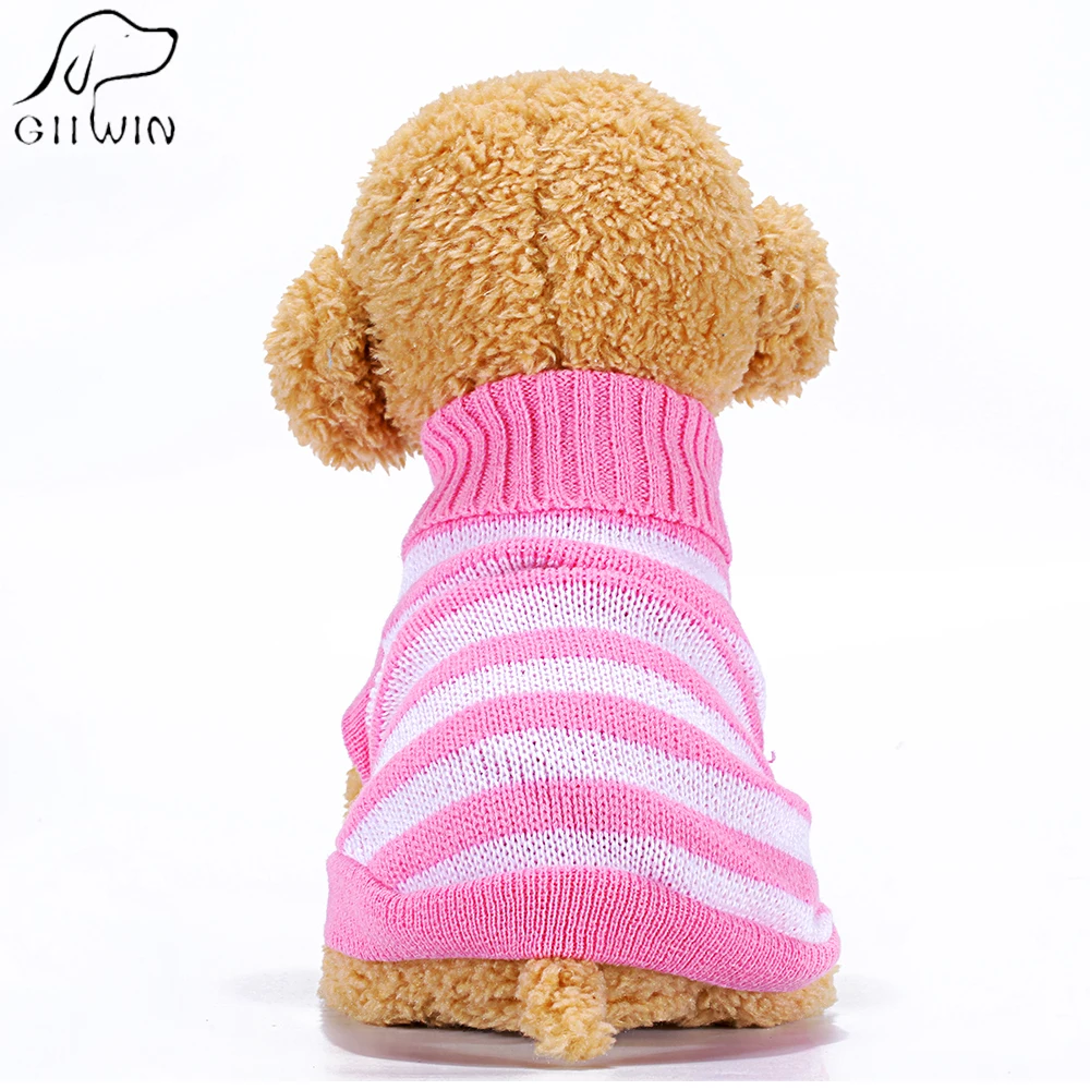 

Dog Sweater Soft Wool Knitting Clothes Fashion Stripe Sweater For Small Medium Dogs Pets High Collar Dog Jumpers Clothing KL005