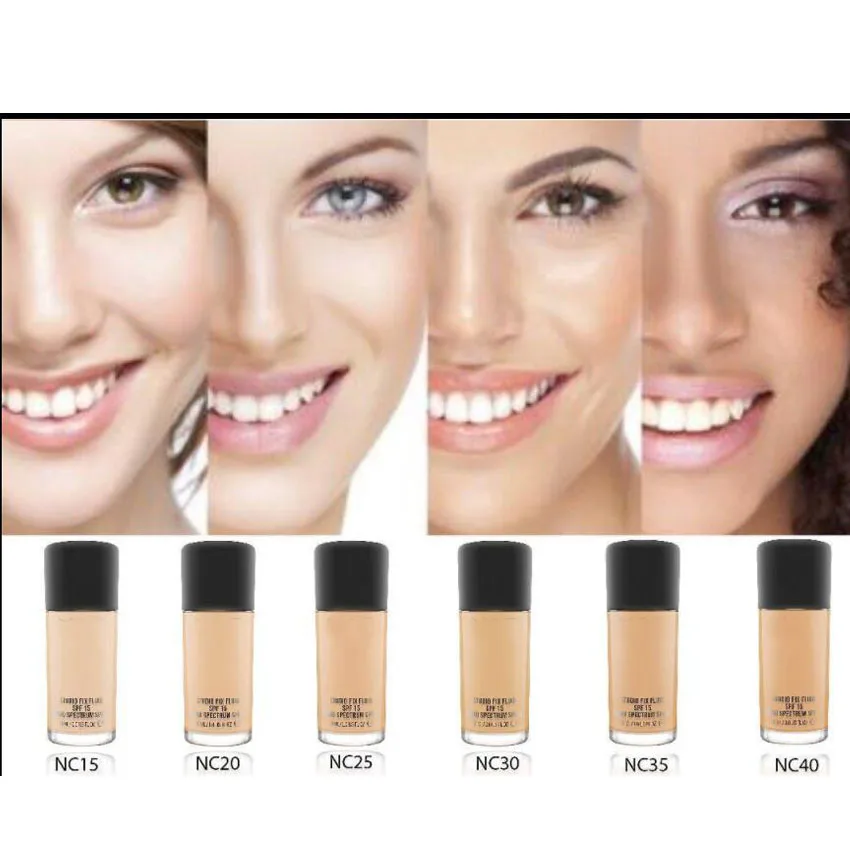 Face Makeup Fluid Foundation Make Up 30ml SPF 15 and Pump luxry 6 Color Choose Cosmetics