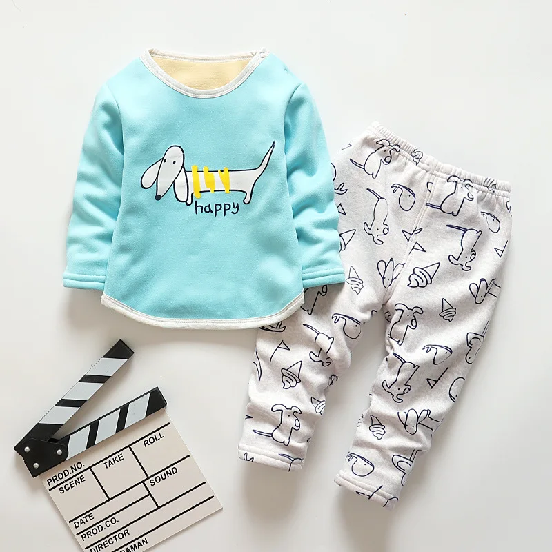 BibiCola/ г., пижамный комплект для девочек, Осень-зима, новая детская хлопковая Вельветовая футболка+ штаны Одежда из 2 предметов теплая детская одежда