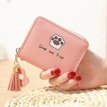 Дамский маленький кошелек милый маленький Медвежонок на молнии Женский студенческий короткий кошелек для монет мини-сумка из искусственной кожи 2 сложения милый коготь