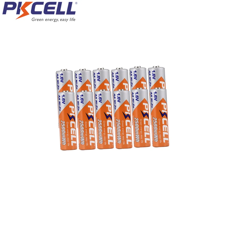 Baterias para Câmeras Piscam o Brinquedo Nizn de 12 Bateria Recarregável Ni-zn 1.6v Pces Pkcell Nizn Digitais Elétrico aa 2500mwh