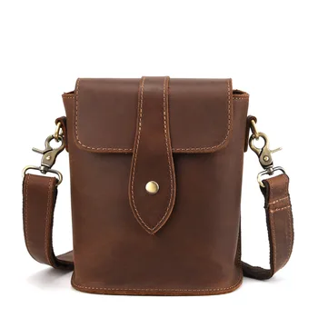 

2018 Luxury Brand High Quality Crazy horse Genuine Leather Handbag Men's Crossbody Shoulder Messenger Bag Zipper Business Bags