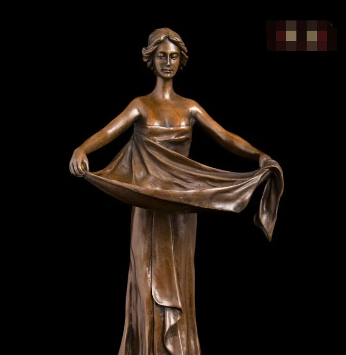 

free Art Sculpture Copper Bronze Marble Beauty Girl Bath Decoration Statue Figurine fast