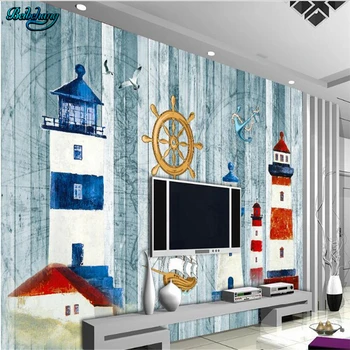 

beibehang Large custom lighthouse Mediterranean style TV living room bedroom background wall home decoration