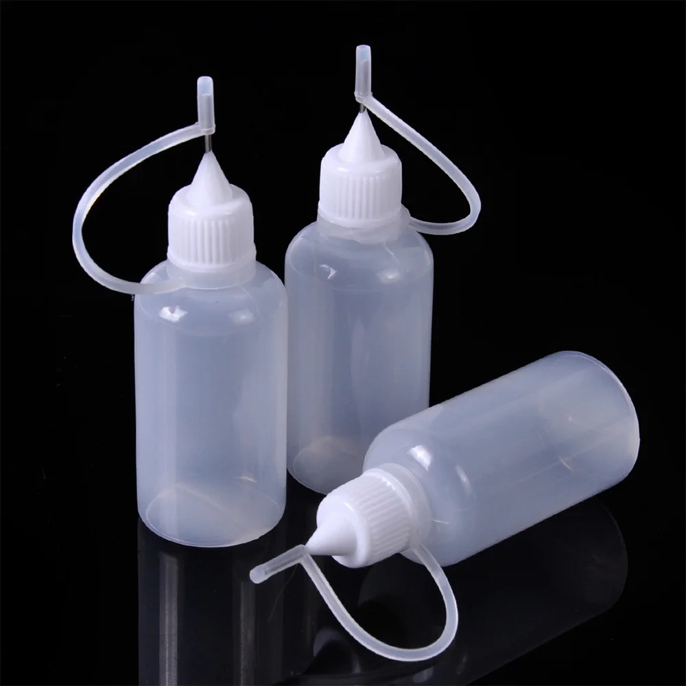 5pcs 30ml Plastic Squeezable Dropper Bottle Liquid Storage Needle Tip