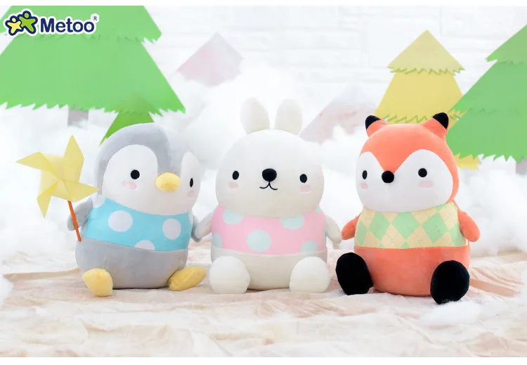 Новые детские милые Мультяшные игрушки с лисой для мальчиков и девочек, мягкие плюшевые куклы с кроликом для детей, мягкие игрушечные Пингвины для новорожденных, Kawaii, подарок Metoo