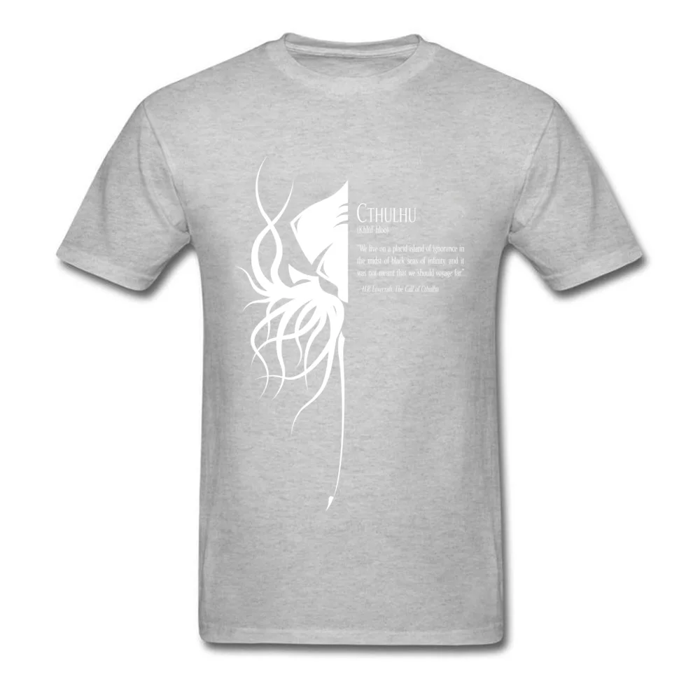 Cthulhu II Cotton Fabric Tshirts for Men Short Sleeve Print Tops Shirts 2018 Newest Mother Day Crew Neck T Shirt Comics Cthulhu II grey