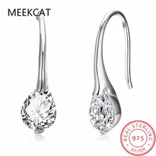 MEEKCAT 925 серебряная капля воды циркон серьги гвоздики для женщин Brincos de Feminino Модный кристалл Модные ювелирные изделия