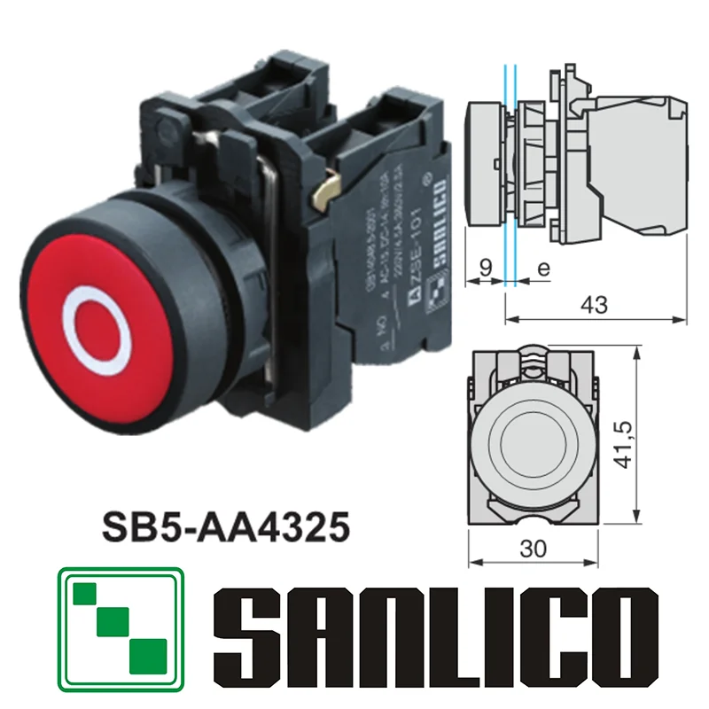 

waterproof marked push button switch SB5(XB5 LA68S)-AA4325 momentary spring return