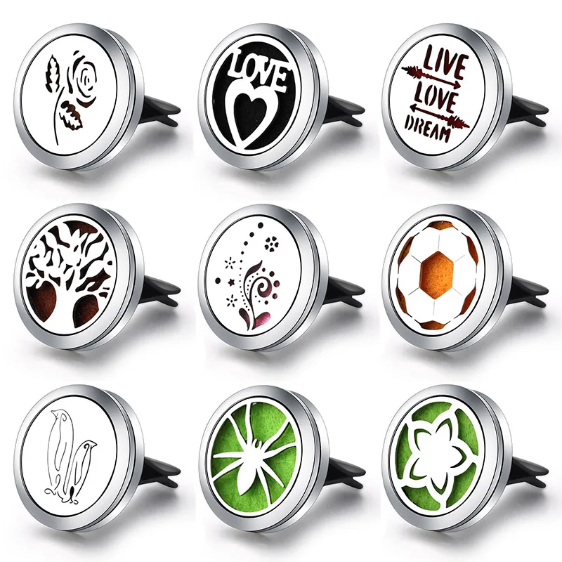 

Car Aroma Diffuser Air Freshener Clip Stainless Steel Essential Oil Perfume Locket Pendant Wholesale Charm Aromatherapy Jewelry