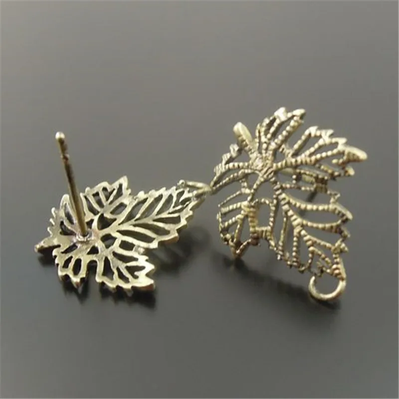 Wholesale Women summer 12pcs Antique Bronze Alloy Vintage plant Leaf Earrings Stud Earring
