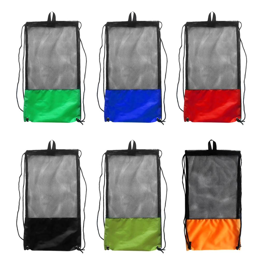 

Scuba Diving Snorkeling Swimming Fins Mesh Gear Drawstring Bag with Shoulder Strap - Various Color Pool Swimming Accessories