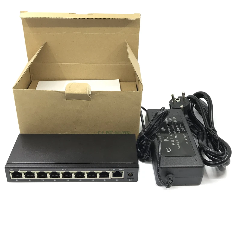 Коммутатор rj45 poe 802.3af 9 poorting 15 5 Вт ip камера nvr Wi Fi poe|Сетевые коммутаторы| |