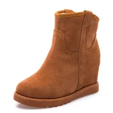 2017 Suede Leather Fur Winter’s Women Boots Wedges Ankle Boots for women snow boots Chestnut/Black/Grey Female winter boots